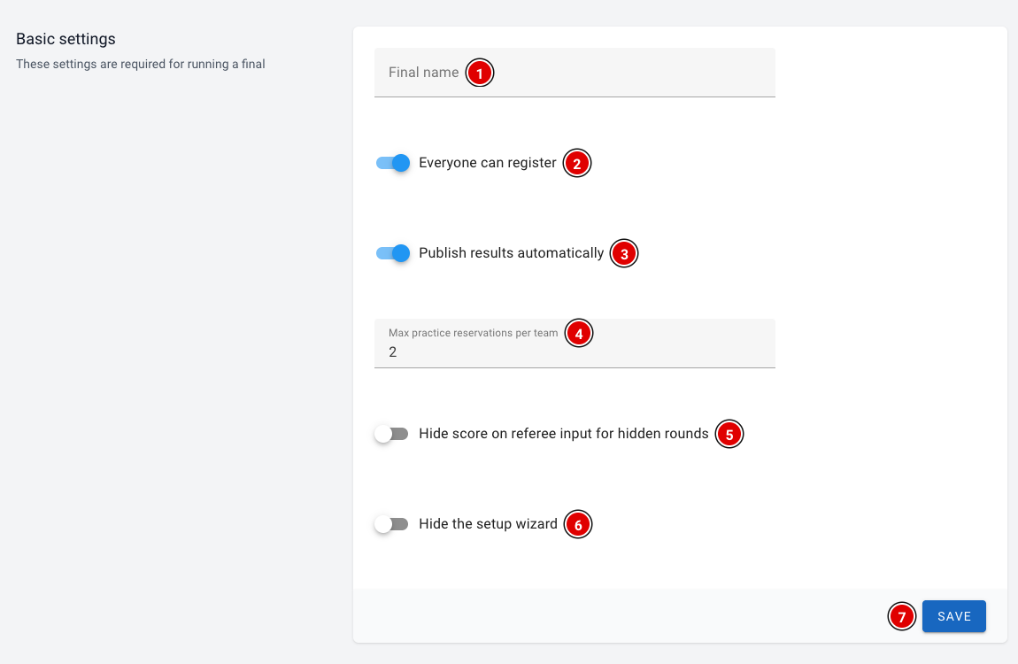 The Basic settings block