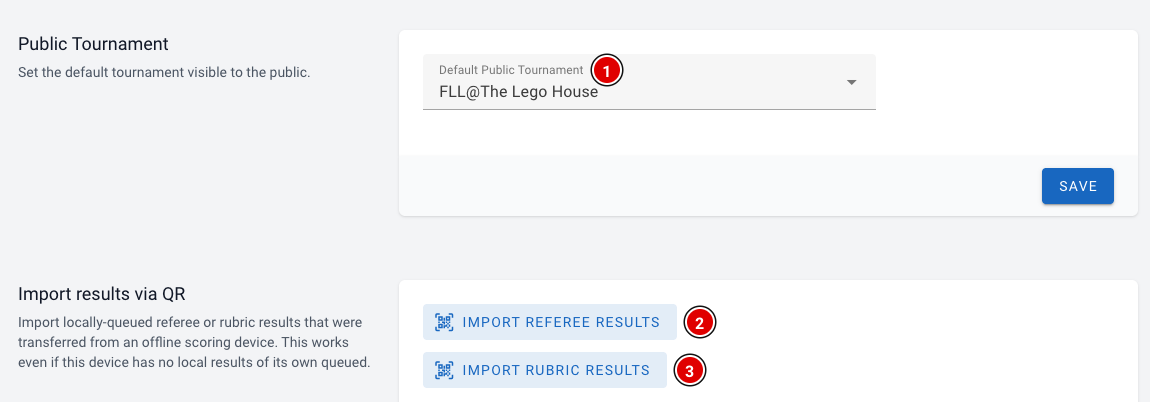 The Public Tournament and Import results via QR blocks