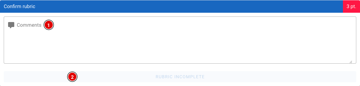Confirm rubric block with comments and the submit button