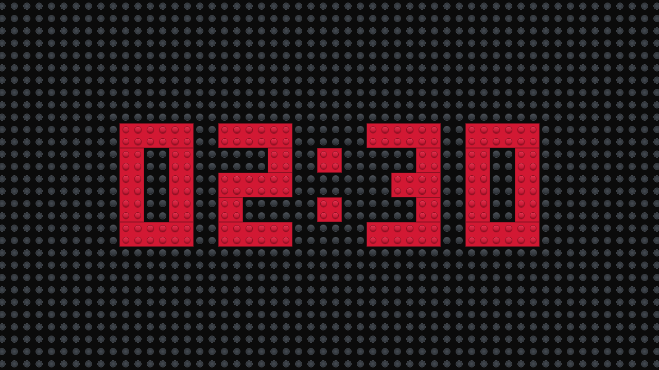 Timer screen showing 02:30 in LEGO bricks