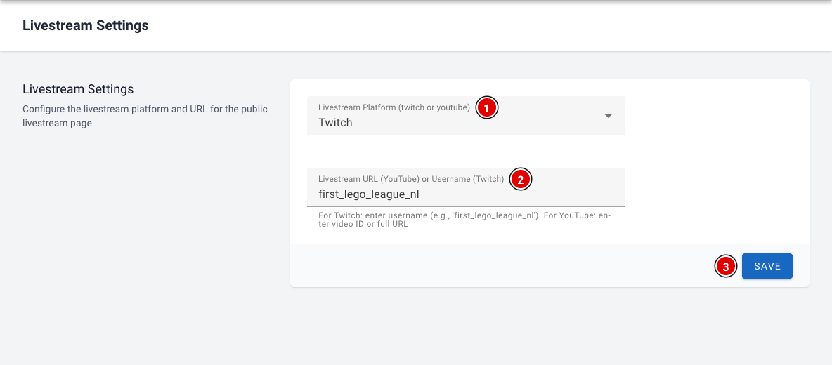 Livestream settings