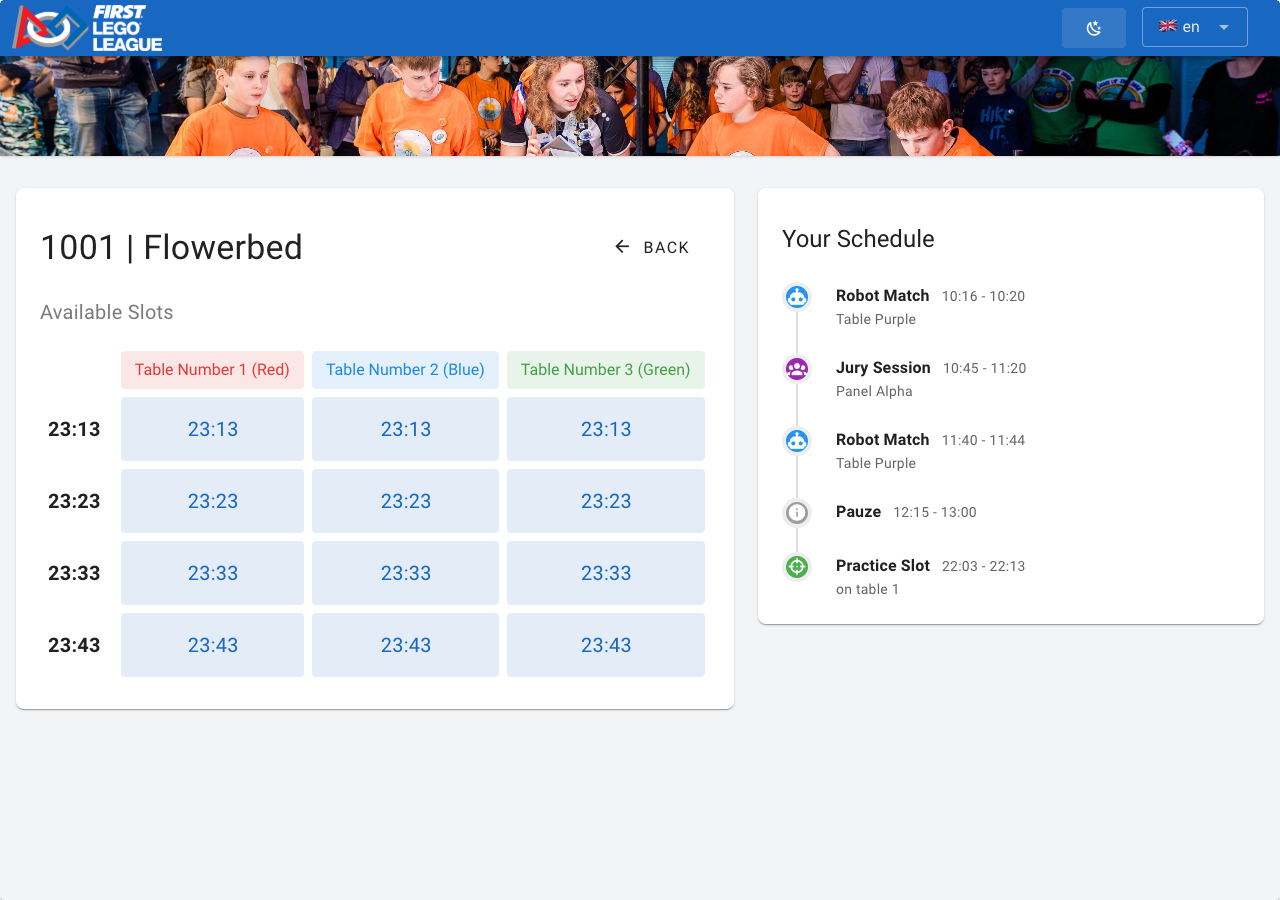 Free time slots and the team's schedule