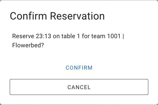 Confirming the reservation