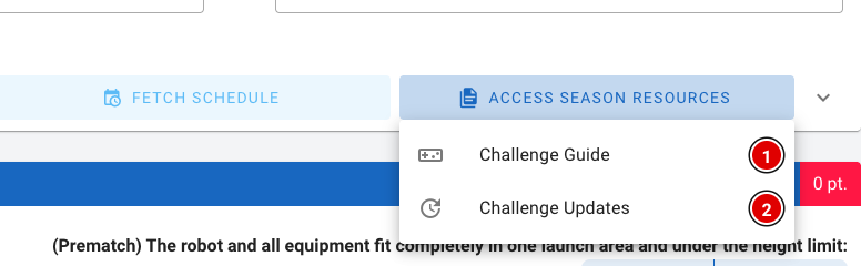 Access season resources menu with Challenge Guide and Challenge Updates