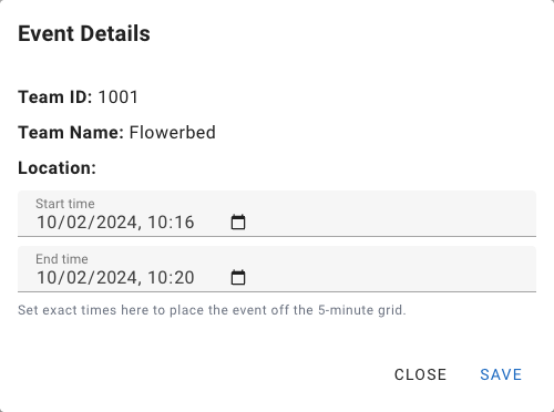 The Event Details window