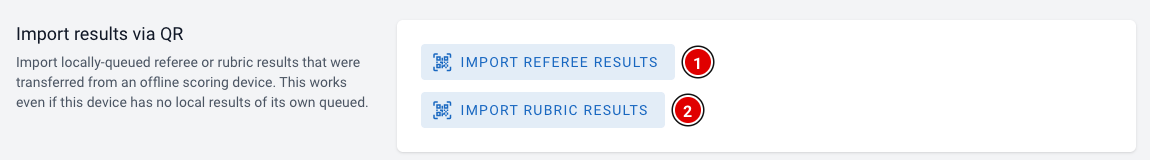 Import results via QR section in the settings
